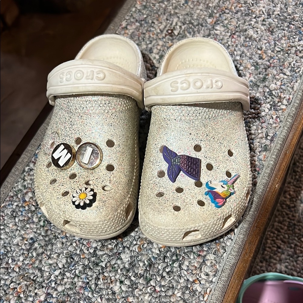 CROCS Cream Sandals & Flip Flops with Perforated Design